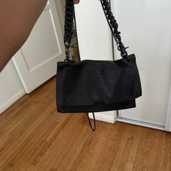 Convertible Black Leather Crossbody Bag Braided Chain Shoulder Bag Purse - Picture 14 of 14